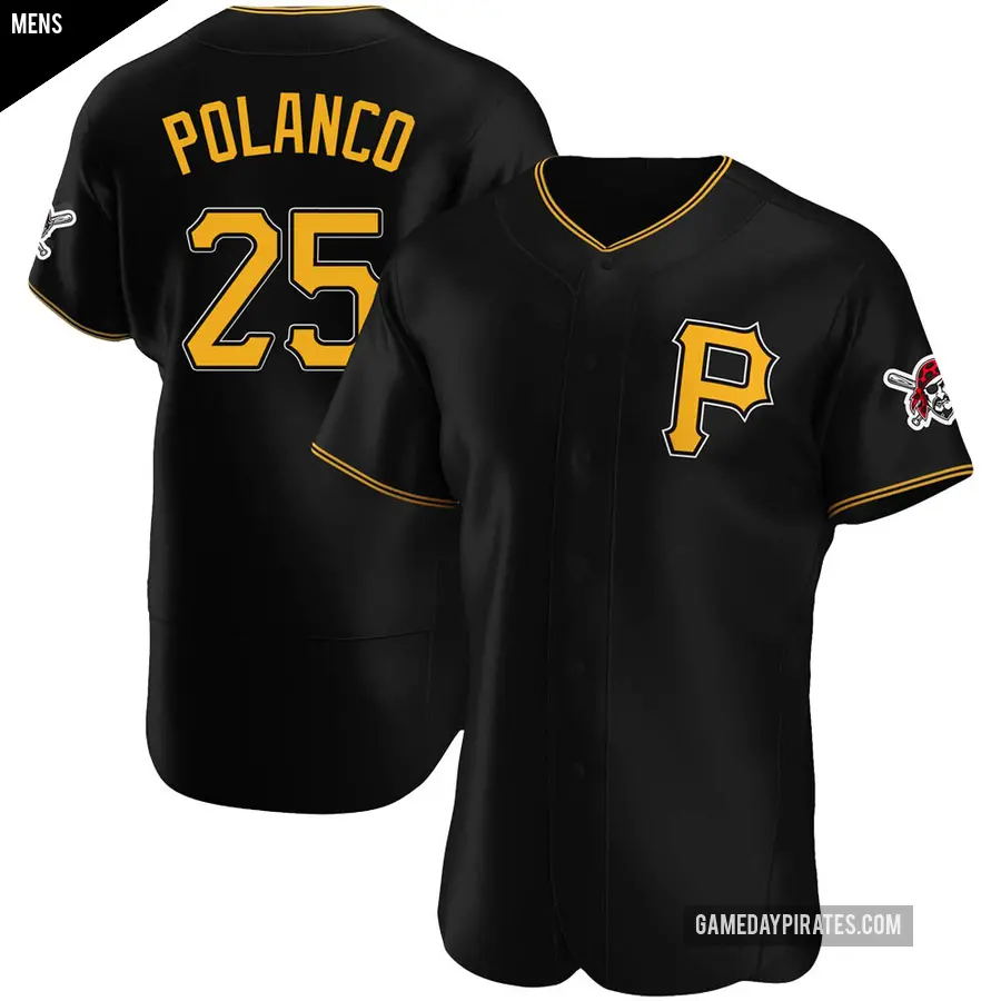 Men's Pittsburgh Pirates ＃25 Gregory Polanco Authentic Black Alternate Jersey