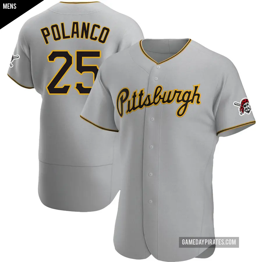 Men's Pittsburgh Pirates ＃25 Gregory Polanco Authentic Gray Road Jersey