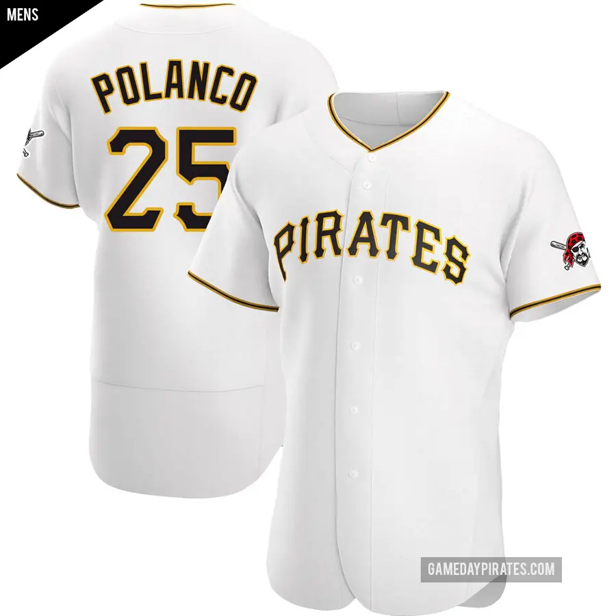 Men's Pittsburgh Pirates ＃25 Gregory Polanco Authentic White Home Jersey