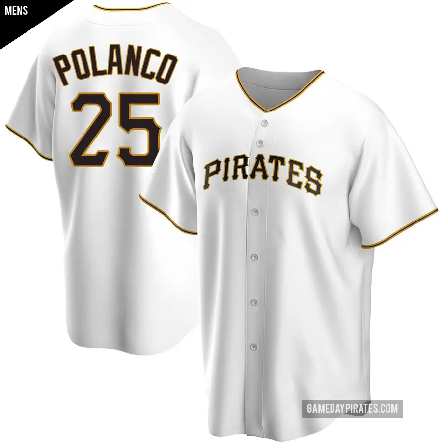 Men's Pittsburgh Pirates ＃25 Gregory Polanco Replica White Home Jersey