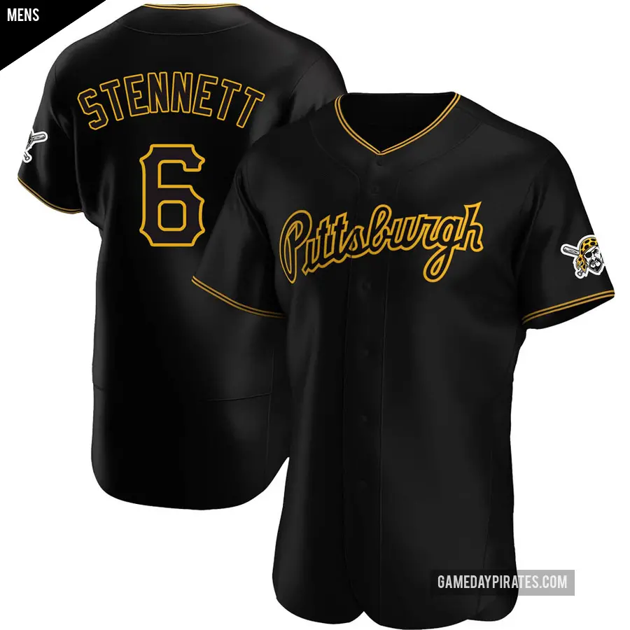 Men's Pittsburgh Pirates ＃6 Rennie Stennett Authentic Black Alternate Team Jersey