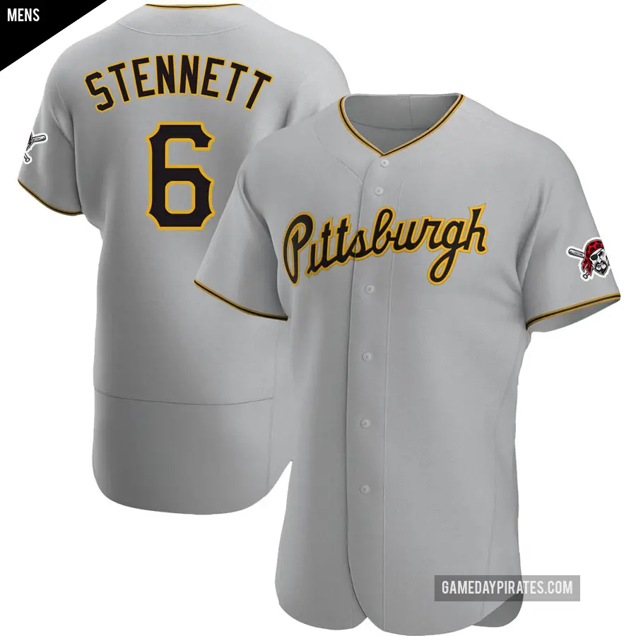 Men's Pittsburgh Pirates ＃6 Rennie Stennett Authentic Gray Road Jersey