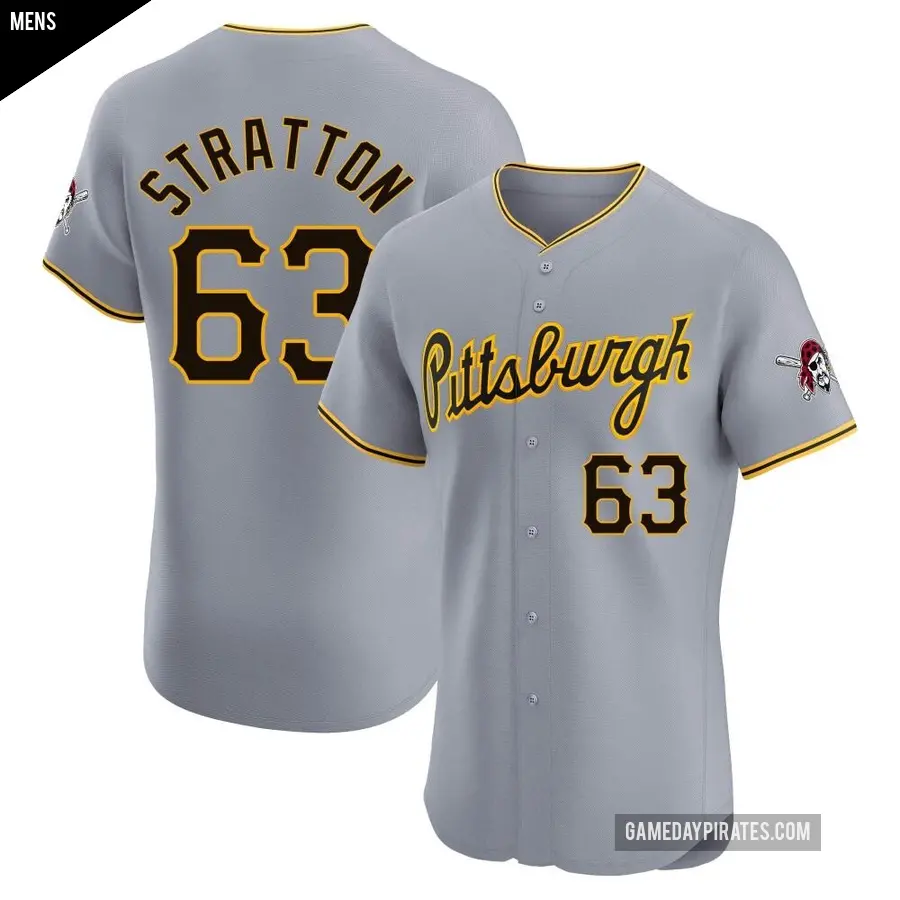 Men's Pittsburgh Pirates ＃63 Hunter Stratton Elite Gray Road Jersey