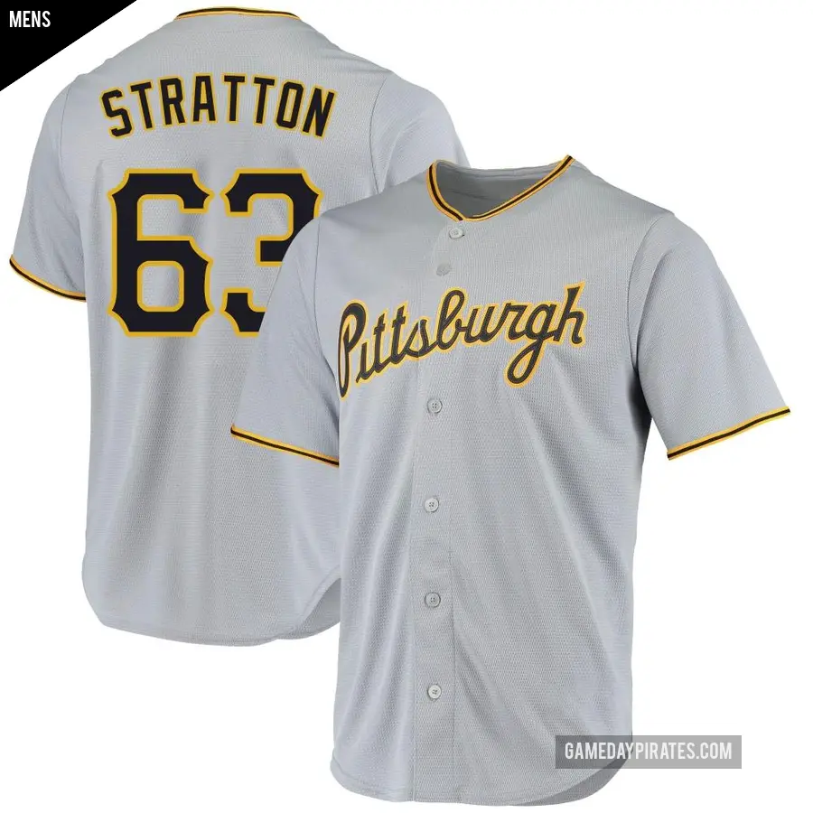 Men's Pittsburgh Pirates ＃63 Hunter Stratton Replica Gray Road Jersey