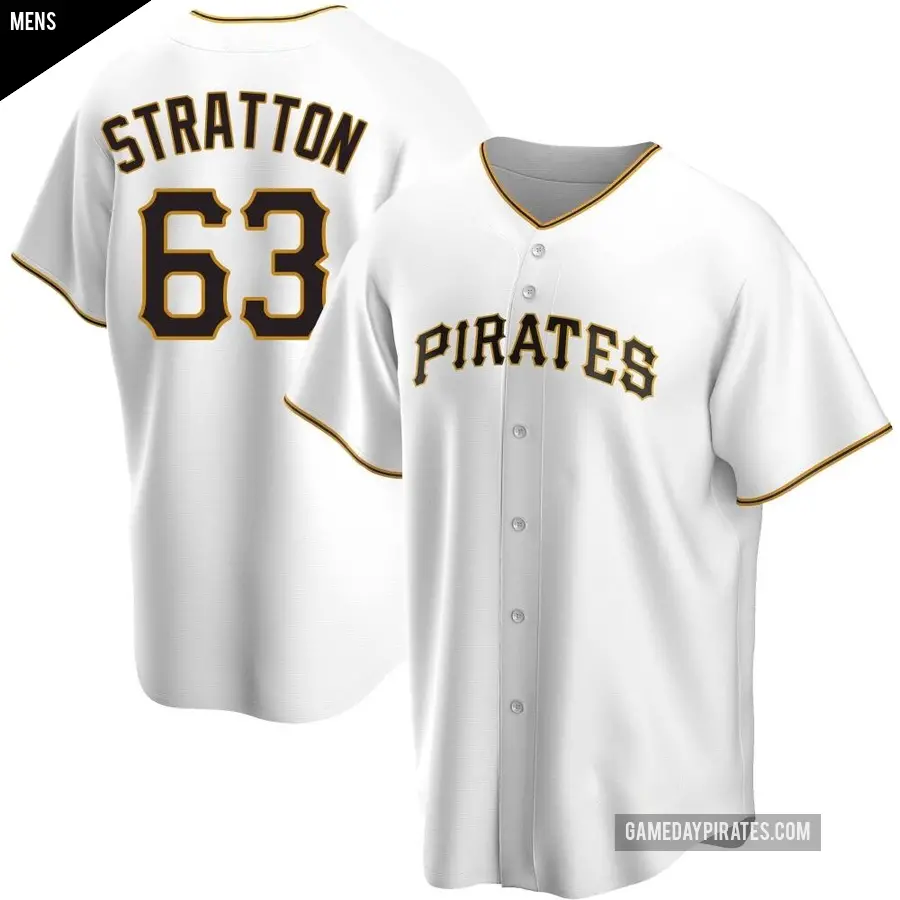 Men's Pittsburgh Pirates ＃63 Hunter Stratton Replica White Home Jersey