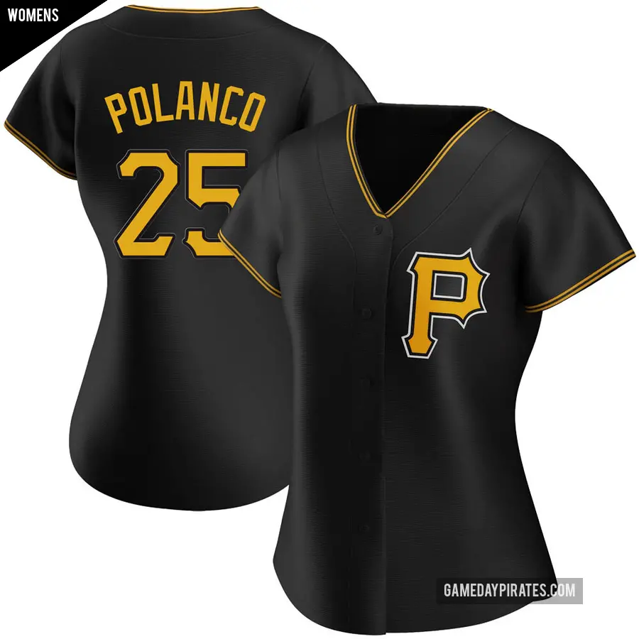 Women's Pittsburgh Pirates ＃25 Gregory Polanco Authentic Black Alternate Jersey