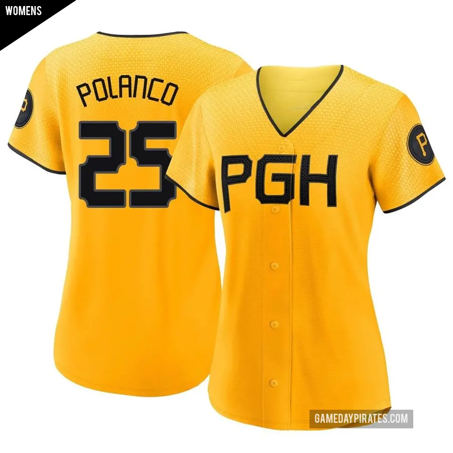 Women's Pittsburgh Pirates ＃25 Gregory Polanco Authentic Gold 2023 City Connect Jersey