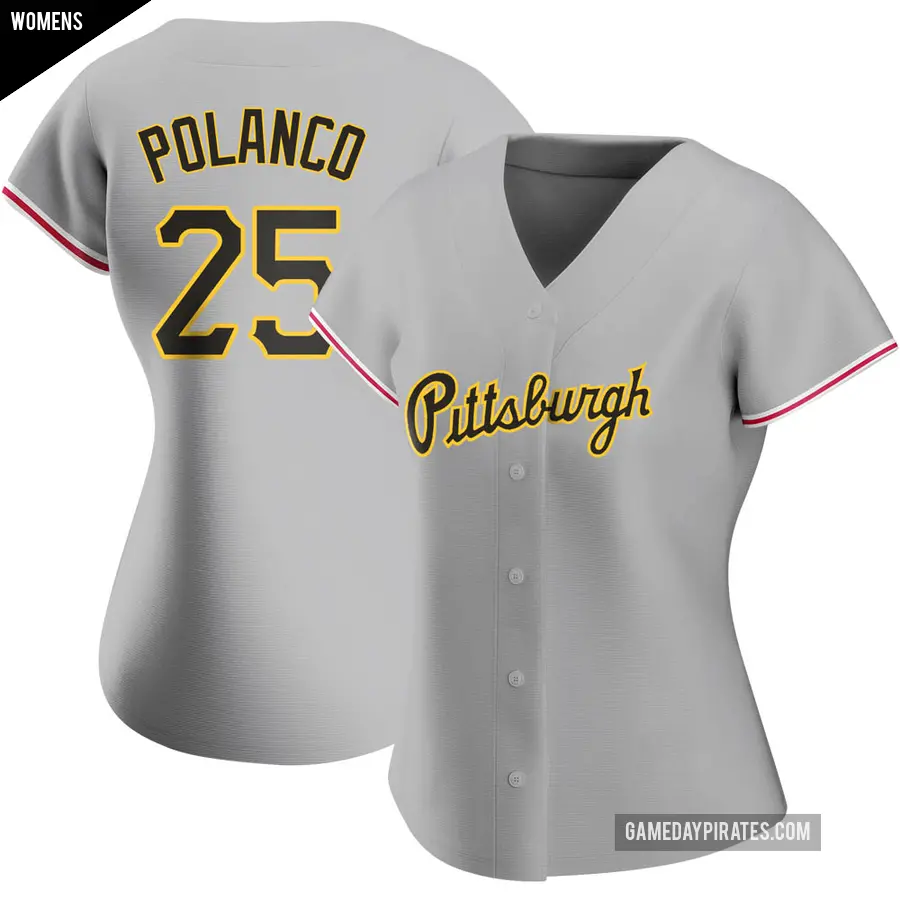 Women's Pittsburgh Pirates ＃25 Gregory Polanco Authentic Gray Road Jersey