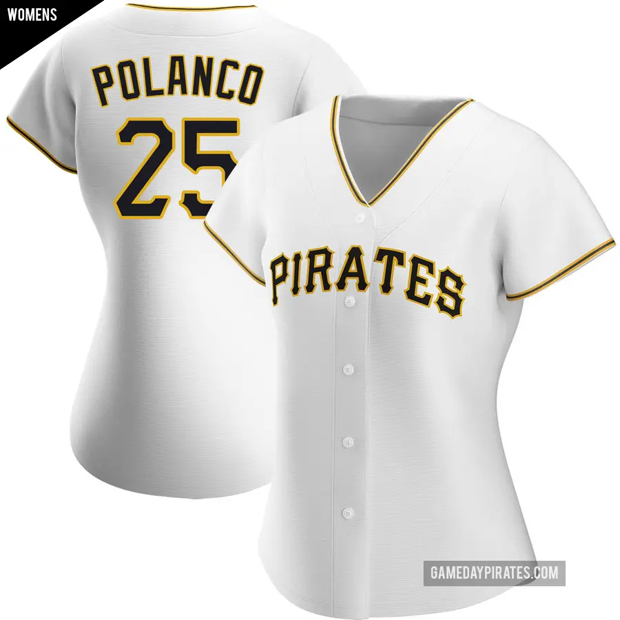 Women's Pittsburgh Pirates ＃25 Gregory Polanco Authentic White Home Jersey