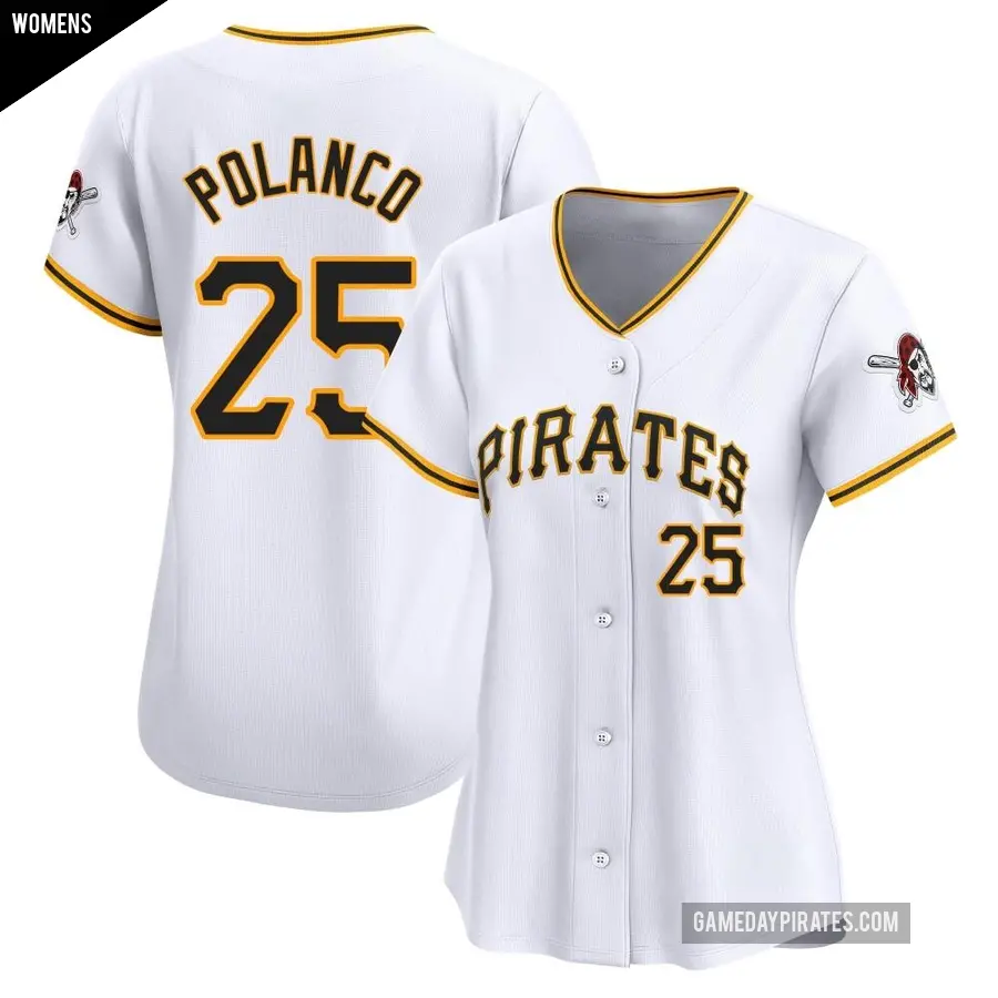 Women's Pittsburgh Pirates ＃25 Gregory Polanco Limited White Home Jersey