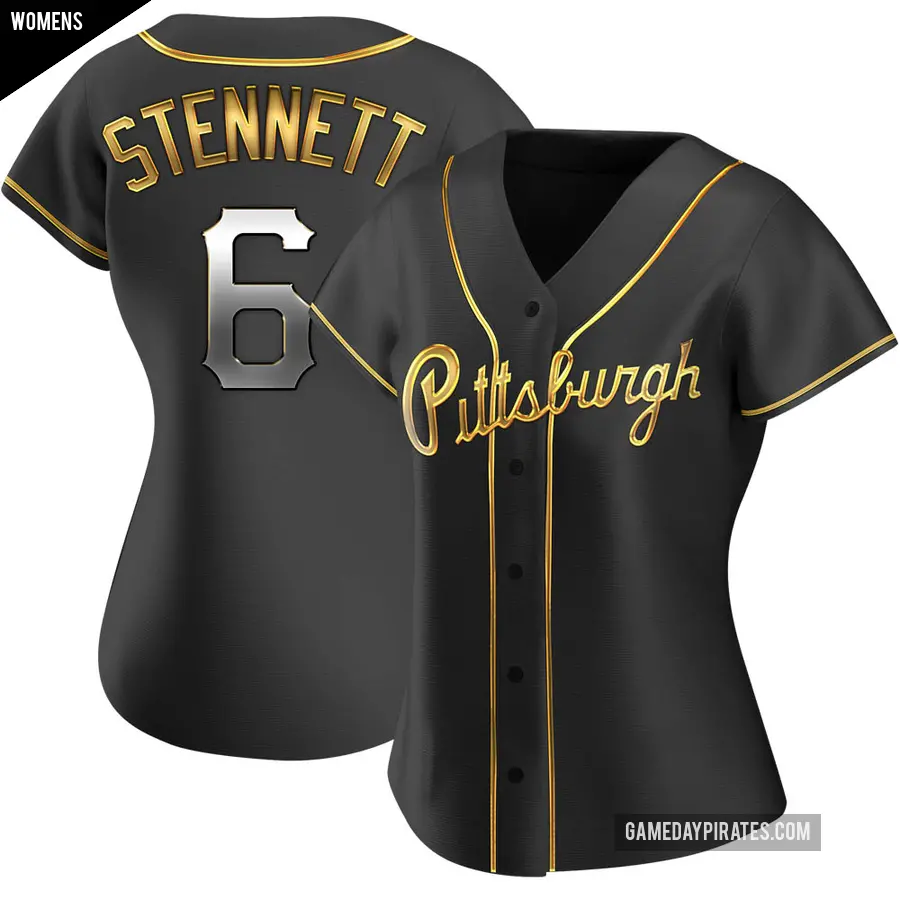 Women's Pittsburgh Pirates ＃6 Rennie Stennett Replica Gold Black en Alternate Jersey