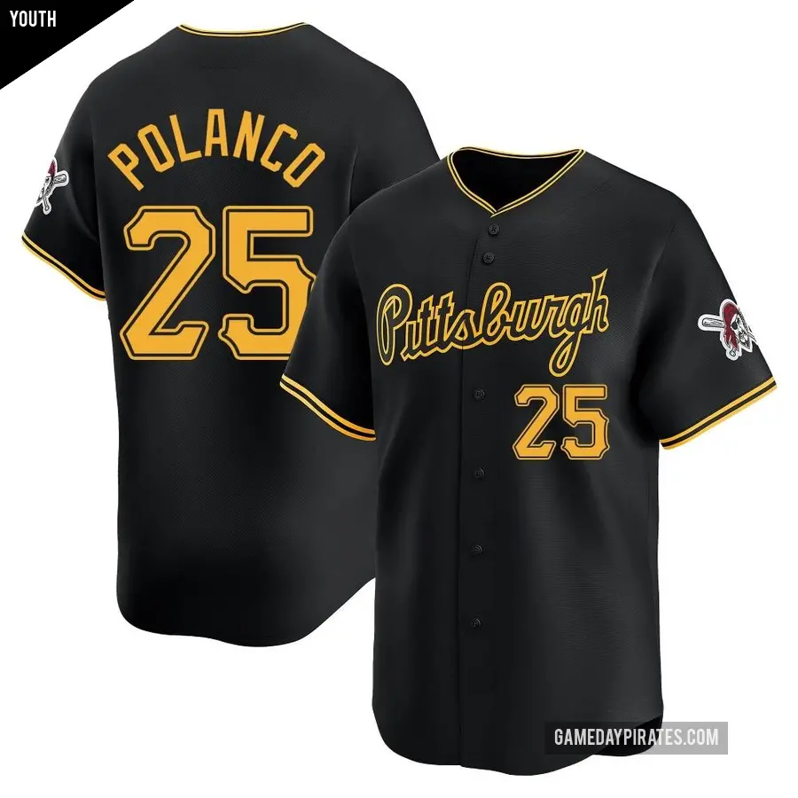 Youth Pittsburgh Pirates ＃25 Gregory Polanco Limited Black Alternate Jersey