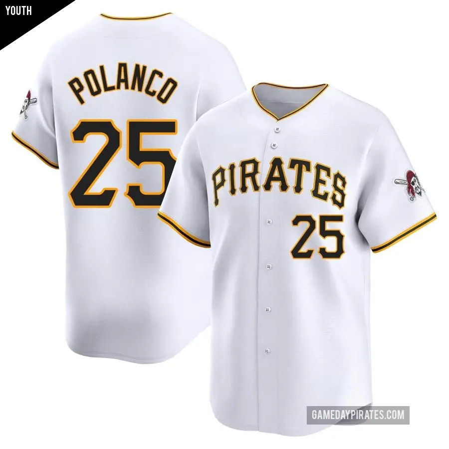 Youth Pittsburgh Pirates ＃25 Gregory Polanco Limited White Home Jersey