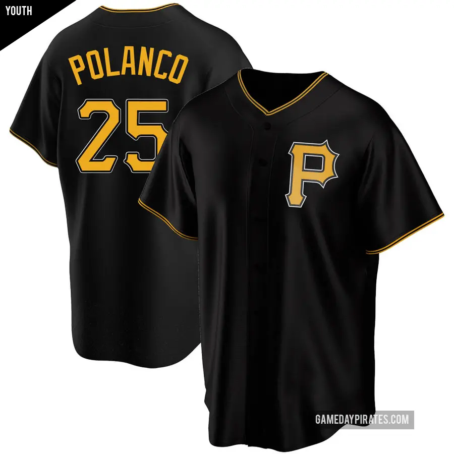 Youth Pittsburgh Pirates ＃25 Gregory Polanco Replica Black Alternate Jersey