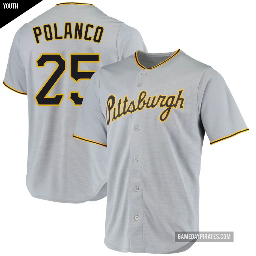 Youth Pittsburgh Pirates ＃25 Gregory Polanco Replica Gray Road Jersey