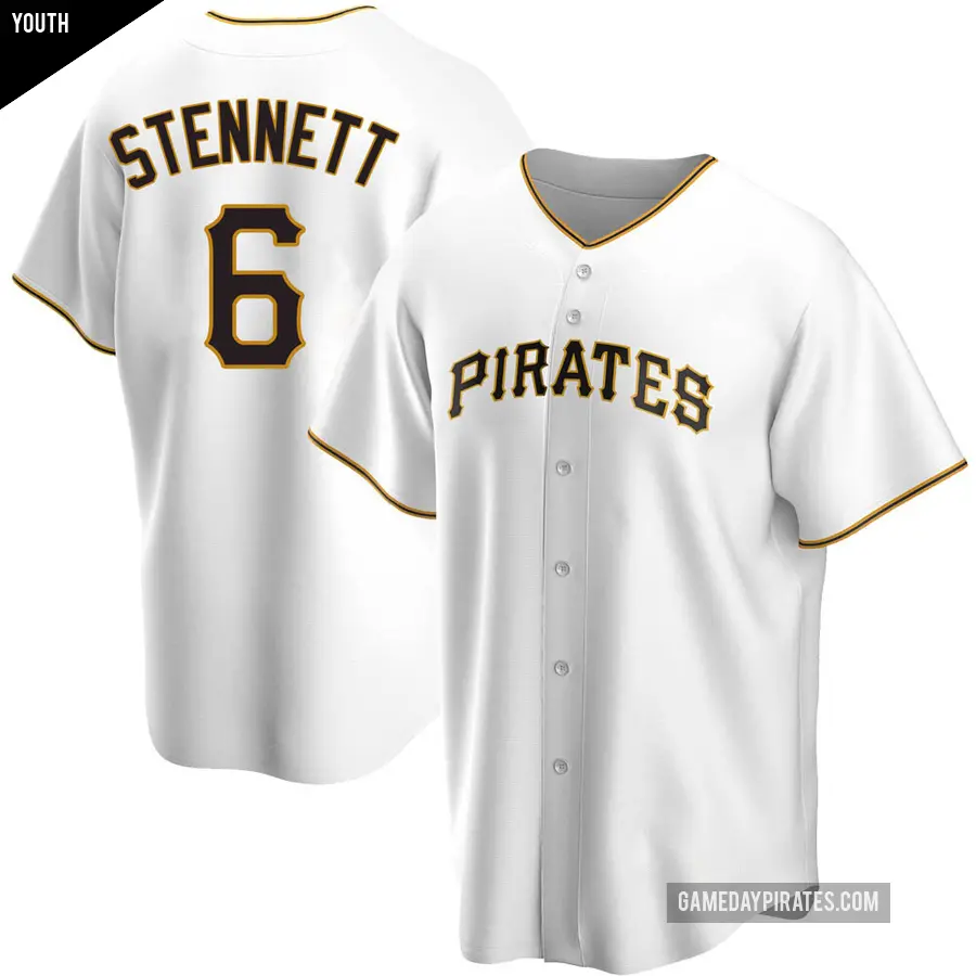 Youth Pittsburgh Pirates ＃6 Rennie Stennett Replica White Home Jersey